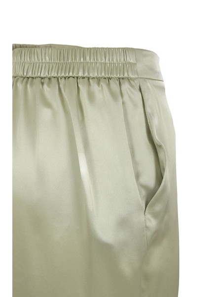 Pantalone Momonì Blocos in Satin di Seta Acquamarina